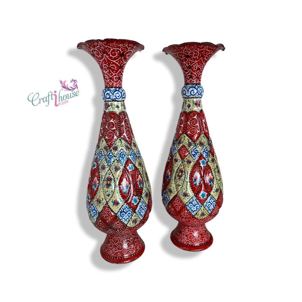 Luxury 2 Minakari Copper Vases Premium Design Showcase