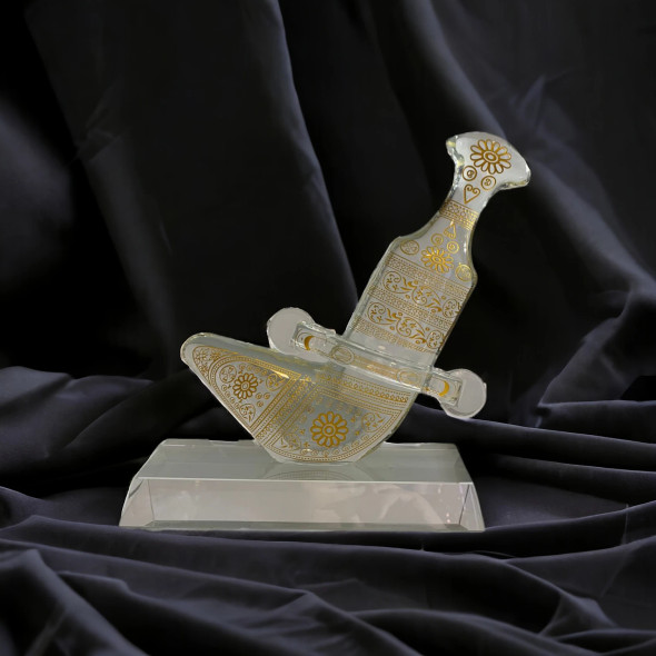 Glass Jambeya Dagger On Stand | Luxury Heritage Gift & Souvenir - Luxury Handcrafted Art Craftihouse Dubai