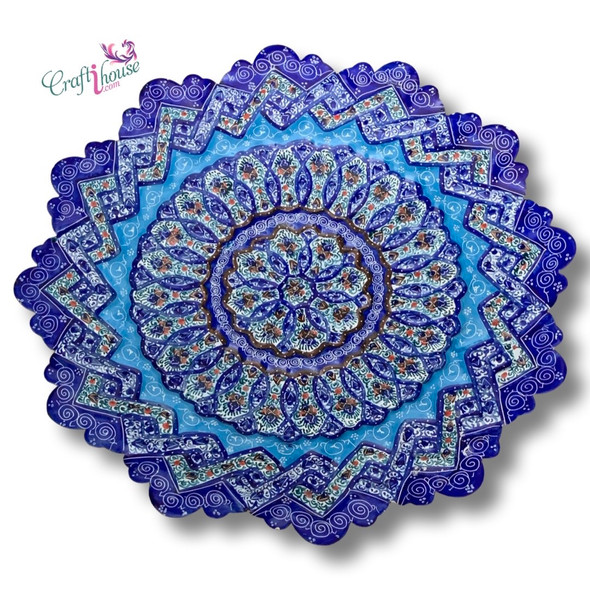 Exclusive Persian Minakari plate 25 cm Fine Craftsmanship Detail