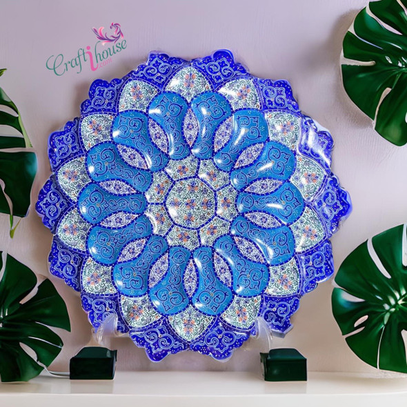 A high-quality 30cm decorative copper plate, showcasing artisanal enamel craftsmanship, perfect for elevating home or office wall aesthetics.