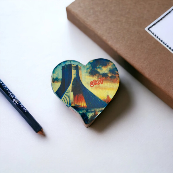 Burj Azadi Fridge Magnet | Azadi Tower Ceramic Fridge Magnet | Heart Shape Collectible Gift | 7x6.5 Cm - Luxury Handcrafted Souvenir Craftihouse Dubai