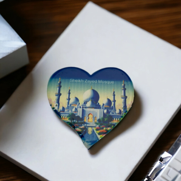 Premium Iconic Sheikh Zayed Mosque Heart High-Quality Souvenir