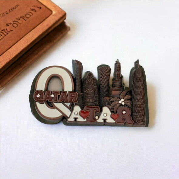 Premium Doha Skyline Souvenir: Qatar Metal Fridge Magnet , Qatar Collectible Souvenir ,  Metal Magnet High-Quality Souvenir
