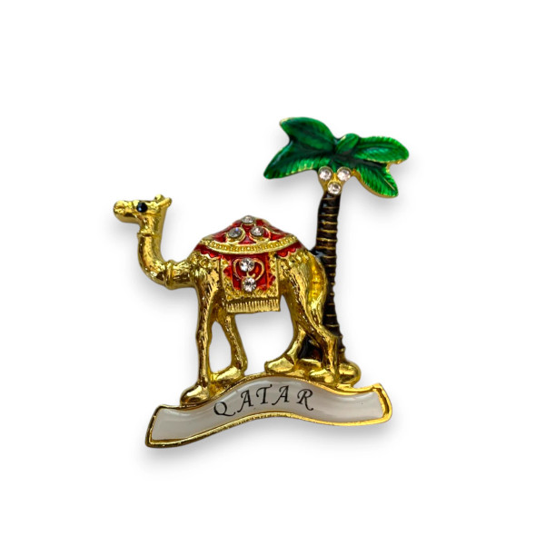 Exclusive Authentic Qatar Keepsake: Camel-Shaped Metal Fridge Magnet Heritage Collection Detail