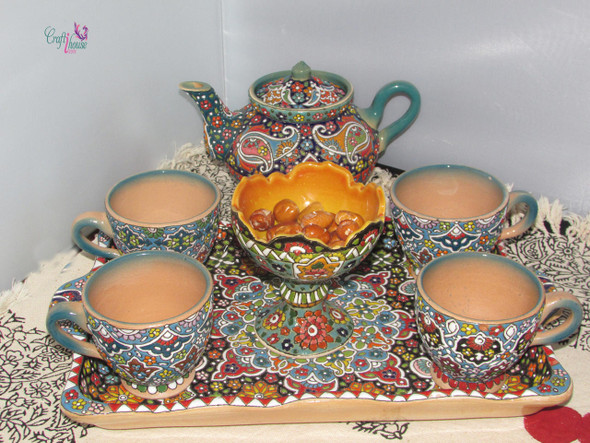 Artisan Handcrafted Colorful Textures Enamel Painted Earthenware High-Resolution Product Shot