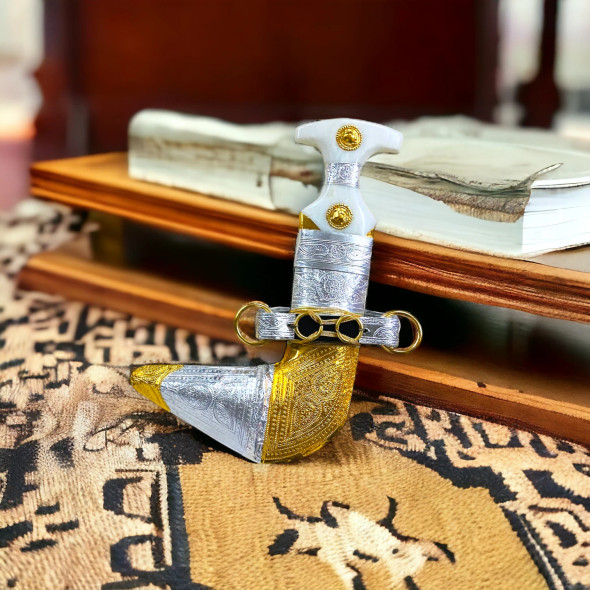Golden | Silver Color Omani Khanjar | Omani Dagger | Dubai Multi Color Dagger | Traditional Gift | Uae Decorative Dagger - Luxury Handcrafted Souvenir Craftihouse Dubai
