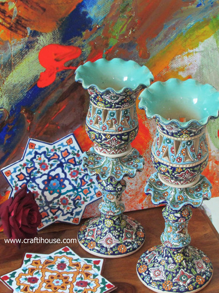 Exclusive Handcrafted Candle Holder Pair Of Textures Fine Craftsmanship Detail