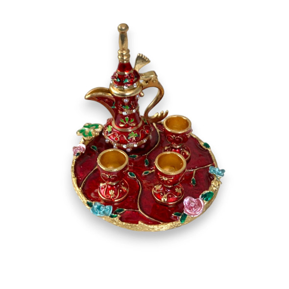 Exclusive Delights Miniature Bejeweled Red Coffee Heritage Collection Detail