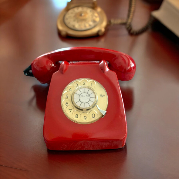 Vintage Style Desktop Phone Table Telephone Antique Style Phone Red Color Retro Style Phone | Luxury Heritage Decor & Unique Artisan Piece - Luxury Handcrafted Art Craftihouse Dubai