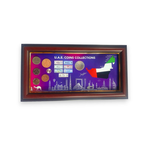 Uae Coins Collection And Frame | Luxury Heritage Desktop Decor - Luxury Handcrafted Art Craftihouse Dubai