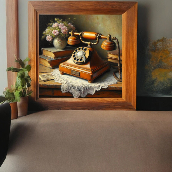 Exclusive Antique Phone Painting Art Heritage Collection Detail