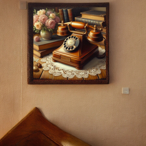 Antique Phone Painting Art | Original Digital Illustration - Luxury Handcrafted Art Craftihouse Dubai
