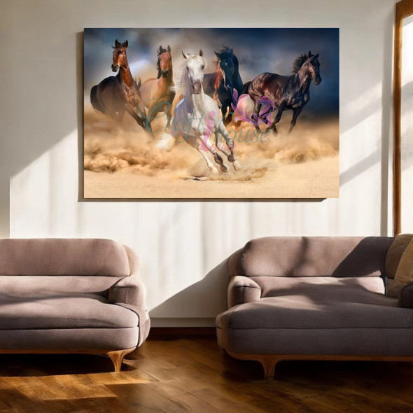 Premium 5 Running Horses Printable High-Quality Design