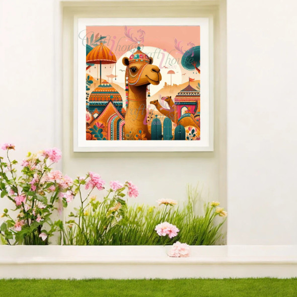 Camel Art - - | Digital Poster For Kids Room - Luxury Handcrafted Art Craftihouse Dubai