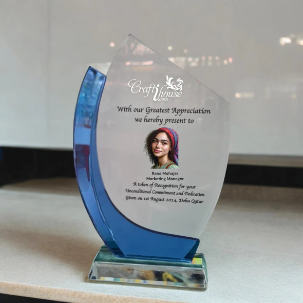 Premium Customized Crystal Trophy with Black Base High-Quality Design