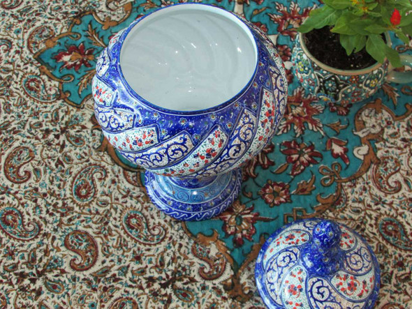 Exclusive Candy Bowl Enamel Pedestal Fine Craftsmanship Detail