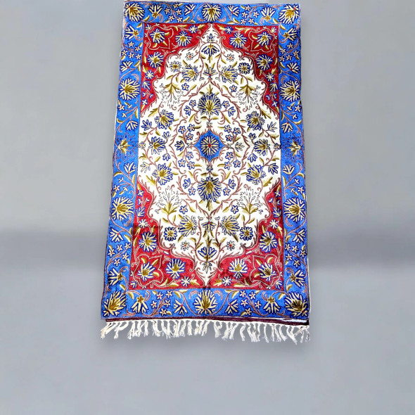 Premium Handmade Kashmir Wall Hanging Carpet (4x3 Ft) Artisan Detail View