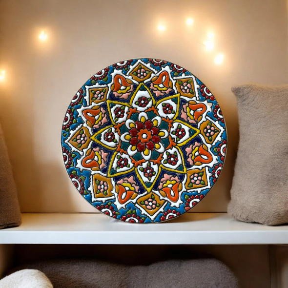 Premium Unique Decorative Serving Plate Artisan Detail View