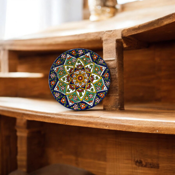 Premium Hand-Painted Pottery Art Serving Dish Artisan Detail View