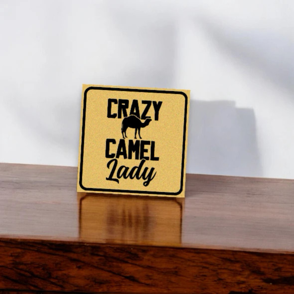 Crazy Camel Lady Fridge Magnet | Aluminum 8x8 cm | Camel Souvenir Kitchen Decor - Handcrafted Heritage Souvenir from Craftihouse Dubai