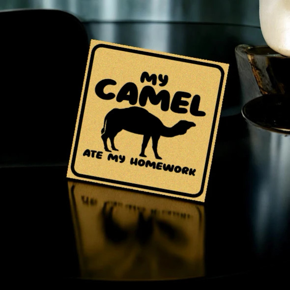 My Camel Ate My Homework Aluminum Fridge Magnet | Dubai Keepsake, Oman Souvenir, Qatar Collectible Gift - Handcrafted Heritage Souvenir from Craftihouse Dubai