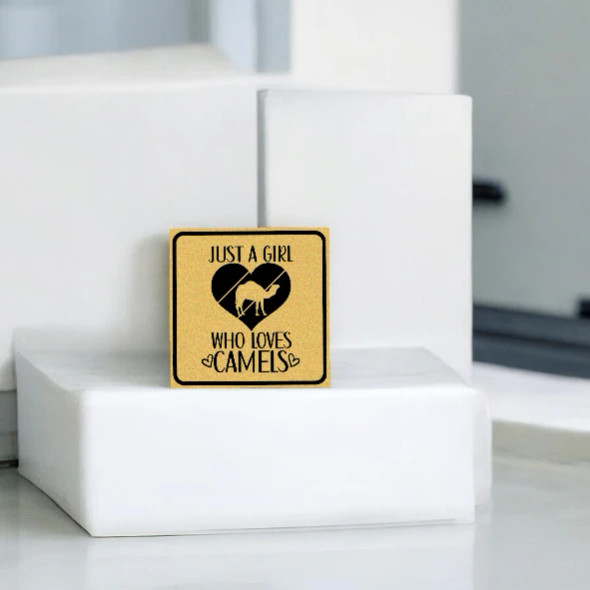 Qatar Souvenir | "Just a Girl Who Loves Camels" Fridge Magnet | UAE Souvenir | Travel Gift | Aluminum 8x8 cm - Handcrafted Heritage Souvenir from Craftihouse Dubai