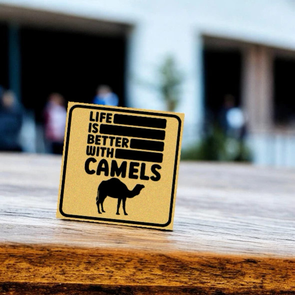"Life is Better with Camels" Aluminum Fridge Magnet – 8x8 cm Camel Souvenir and Travel Gift - Handcrafted Heritage Souvenir from Craftihouse Dubai