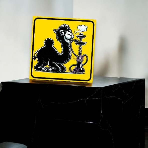Camel Smoking Hookah Design Leather Figurine | Luxury Metal Fridge Art - Luxury Handcrafted Art Craftihouse Dubai