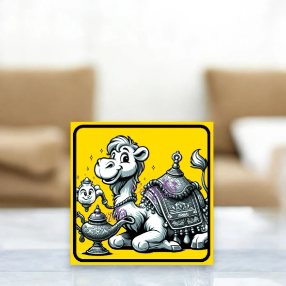 A lightweight and stylish aluminium magnet that captures the wonder of Arabian tales with a delightful camel character.