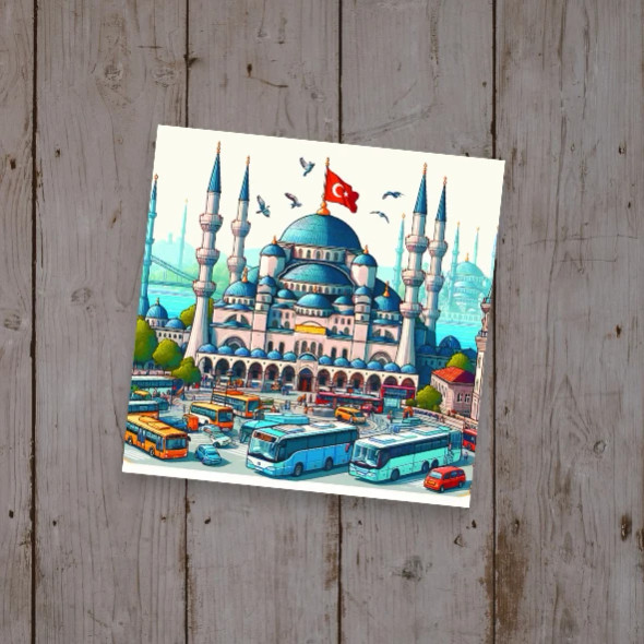 Istanbul Fridge Magnet – 8x8 cm Aluminum Travel Souvenir – Blue Mosque Keepsake - Handcrafted Heritage Souvenir from Craftihouse Dubai