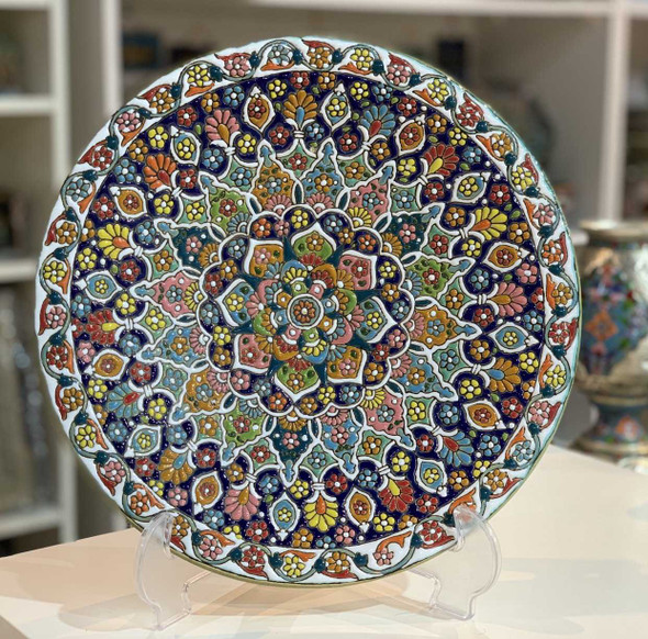 Exclusive Handcrafted Art Hand Enamel Painted Earthenware Fine Craftsmanship Detail