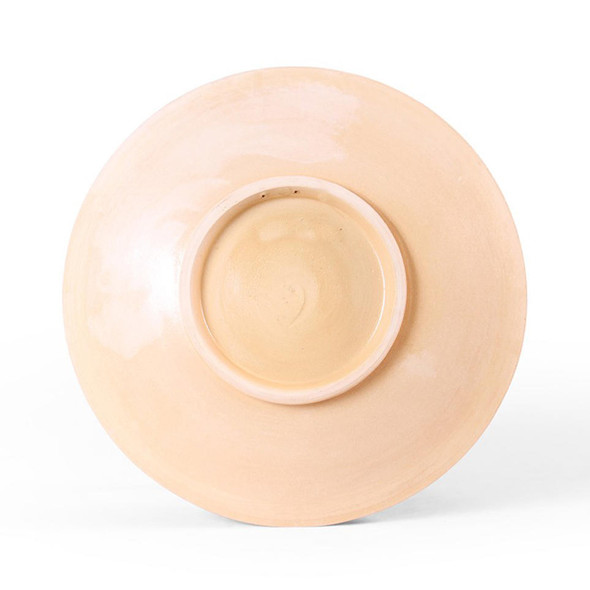 Close-up of the intricate raised enamel floral motifs and the light-reflecting protective glaze on the 25 cm decorative ceramic plate.