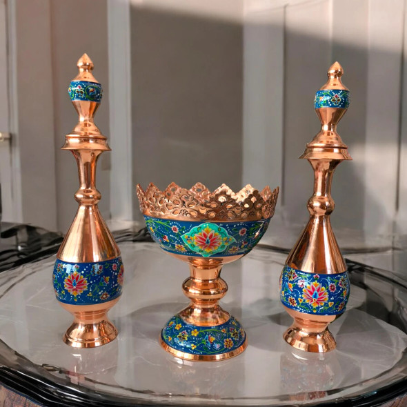 Unique Enamel Pedestal Bowl & | Sophisticated Cultural Accent - Luxury Handcrafted Art Craftihouse Dubai