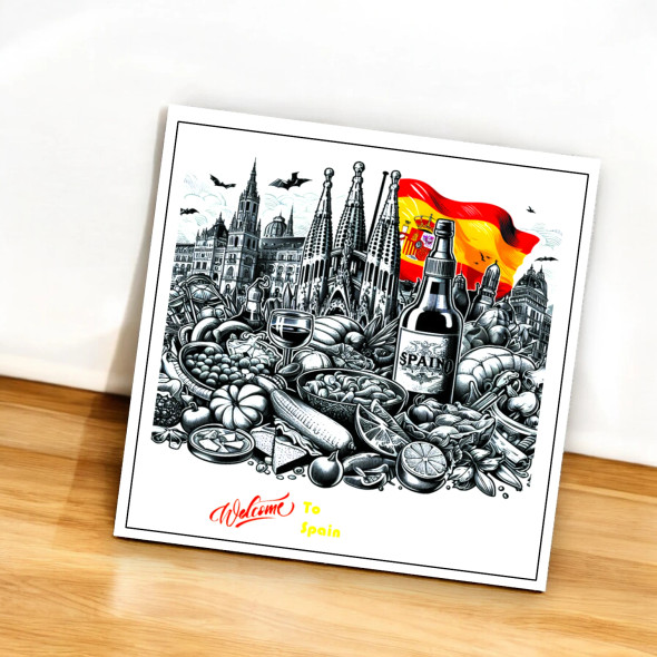 Spain Vacation Souvenir Magnet | 8x8 cm Aluminum Travel Keepsake - Handcrafted Heritage Souvenir from Craftihouse Dubai