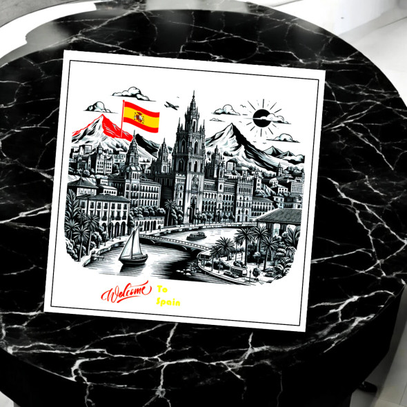 Spanish Adventure Souvenir Magnet | 8x8 cm Aluminum Travel Keepsake | Gift from Barcelona, Spain - Handcrafted Heritage Souvenir from Craftihouse Dubai