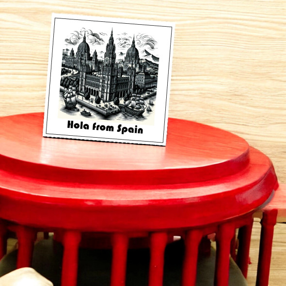 Hola from Spain Travel Keepsake Magnet | 8x8 cm Aluminum Souvenir | Spain Fridge Decor - Handcrafted Heritage Souvenir from Craftihouse Dubai