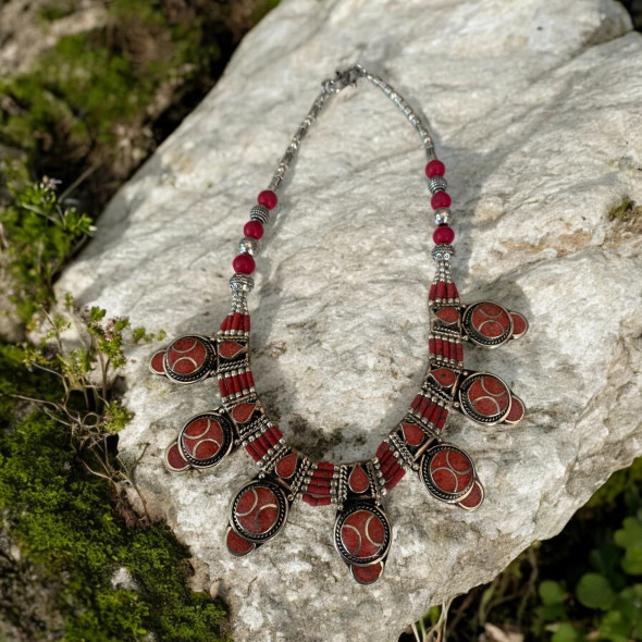 Premium Beaded Handmade Nepali Necklace with Colorful Pendant Craftsmanship and Design