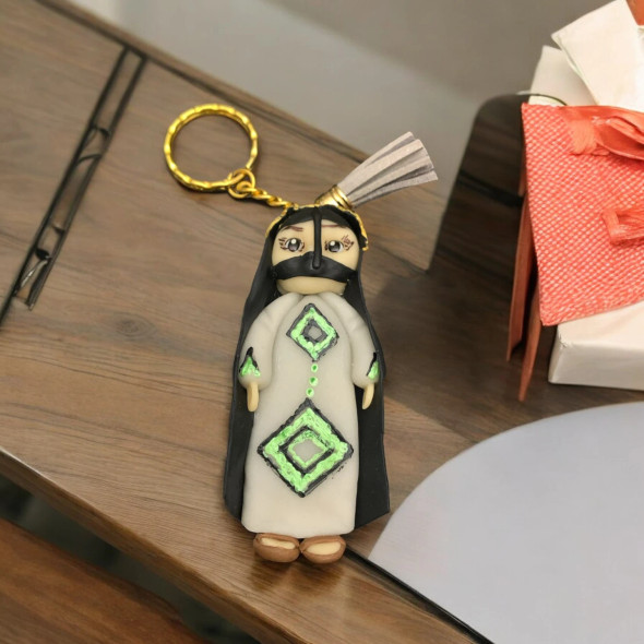 United Arab Emirates Key Chain | Handmade ARAB Girl Keepsake in Traditional Dress | Collectible Souvenir from UAE | Car Hanging & Handbag Accessory - Handcrafted Heritage Souvenir from Craftihouse Dubai