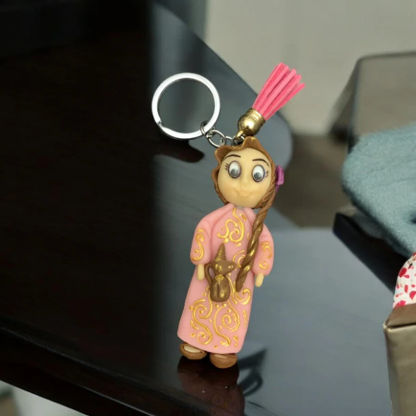 Charming Handmade Doll Keychain – Cute Pink Traditional Outfit with Tassel Charm – Souvenir from UAE, Oman – Handmade Keychain Keepsake, Collectible Gift - Handcrafted Heritage Souvenir from Craftihouse Dubai