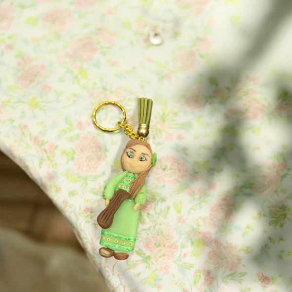 Charming Handmade Doll Keychain – Green Traditional Outfit with Tassel Charm – Souvenir from UAE, Oman – Collectible Handmade Keepsake - Handcrafted Heritage Souvenir from Craftihouse Dubai