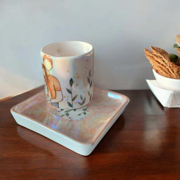 Romantic Hand-painted & Tray Luxury Ceramic Mug | Premium Handcrafted Gift - Luxury Handcrafted Art Craftihouse Dubai