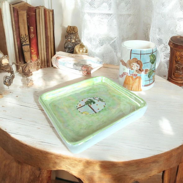 An aesthetic hand-painted ceramic set, featuring a cute girl pattern, ideal for a cozy tea or coffee time.