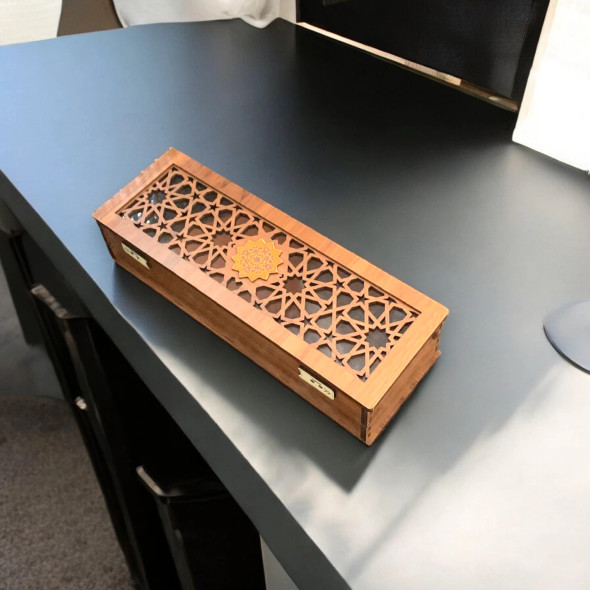 Luxury Wooden Gift Box for Dates, Nuts, and Incense Artisan Detail View