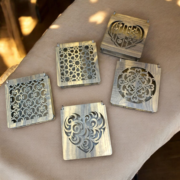 Luxury Customized Wooden Gift Box Assorted pattern Artisan Detail View