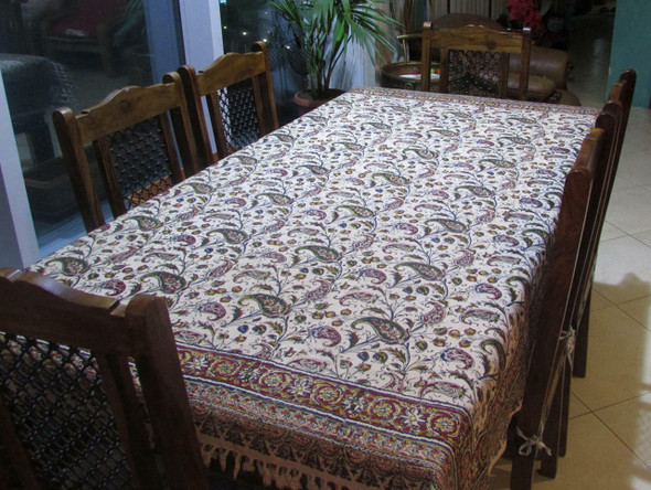 Premium exclusive Ghalamkari table sheet from Craftihouse with intricate master-level block printing