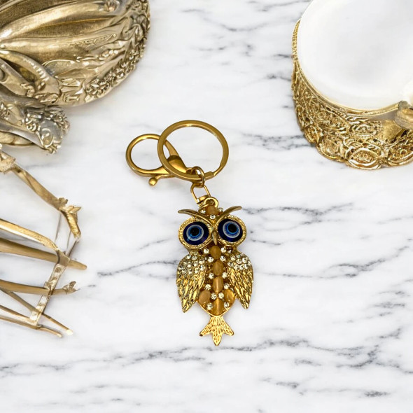 Owl Key Chain With Evil | Sophisticated Boutique Accessory | Crafted In Dubai - Luxury Handcrafted Art Craftihouse Dubai