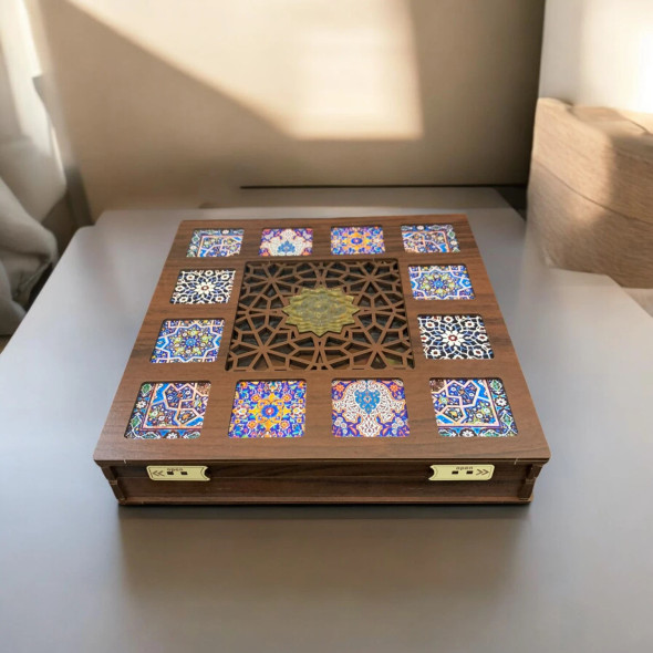 Premium Decorative Wooden Box With -Inspired Tile Motifs Craftsmanship And Design