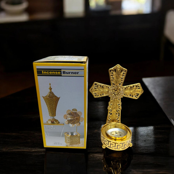 Aluminum Cross Bokhoor Incense Burner | Sophisticated Cultural Accent - Luxury Handcrafted Art Craftihouse Dubai