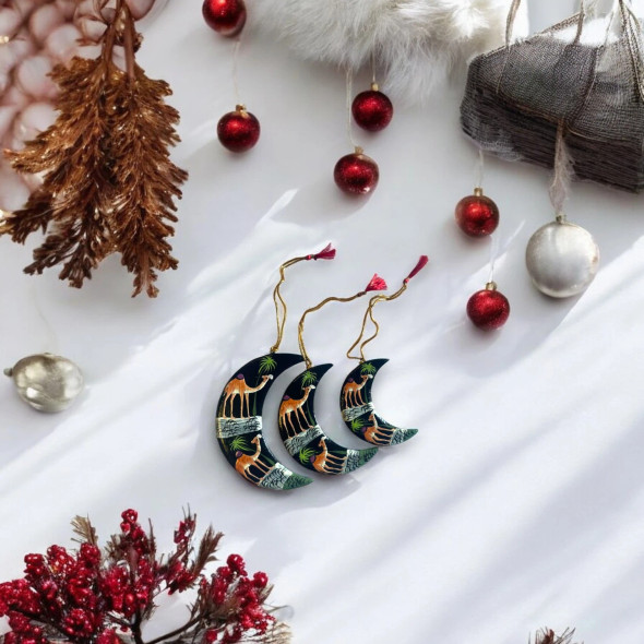 Premium Wooden Moon Christmas Ornaments Holiday Craftsmanship and Design