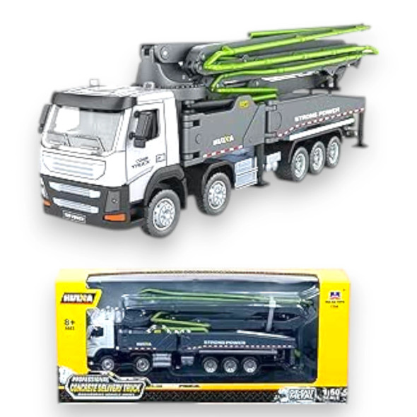 Premium Huina 1:50 Semi-Alloy Concrete Pump Truck Model Craftsmanship and Design